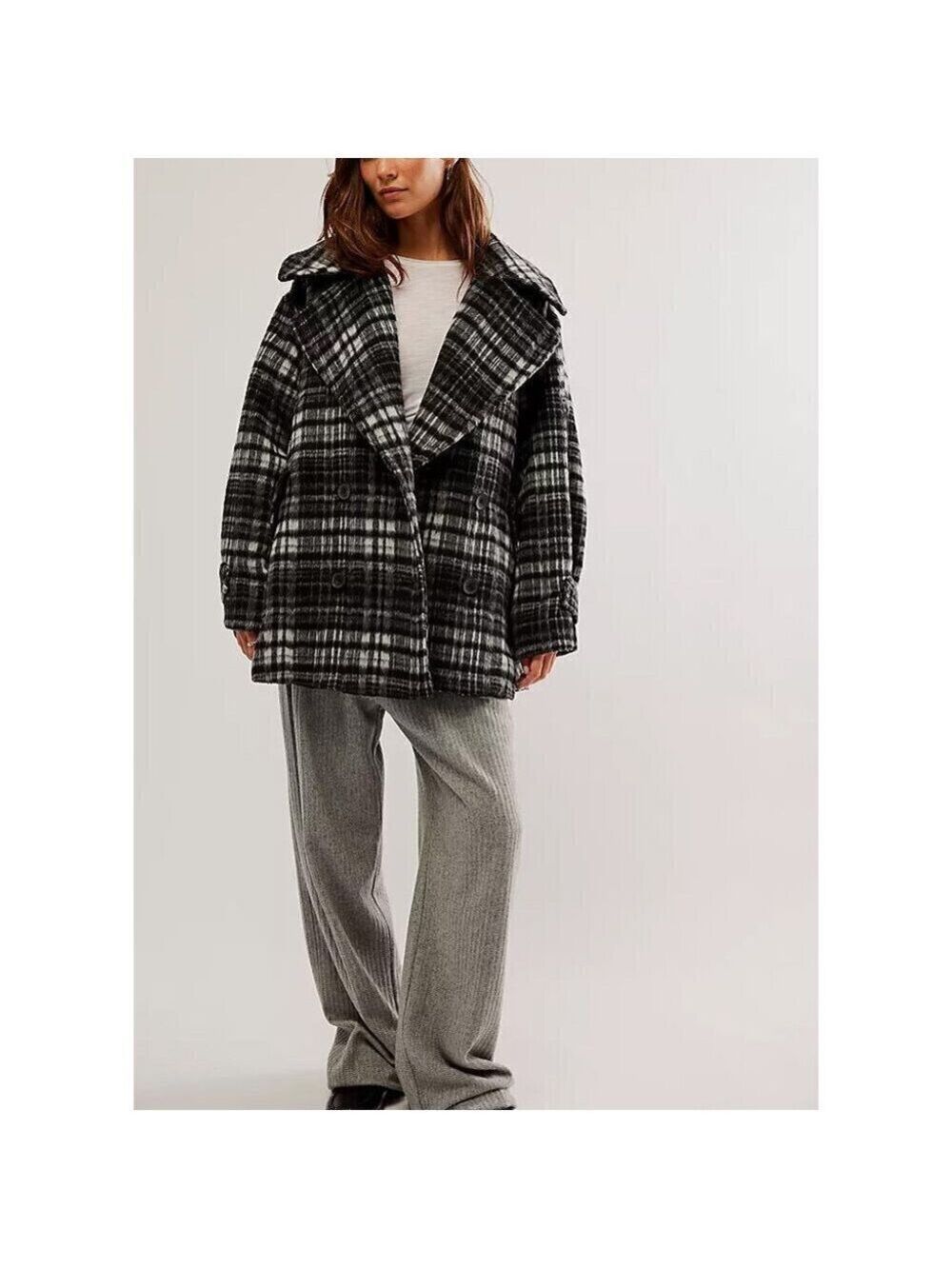 FREE PEOPLE Highlands Wool Peacoat / Salt & Pepper